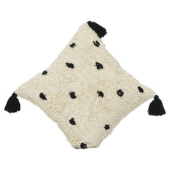 Tufted Cotton Cushion Cover 45x45 cm – Textured Polka Dot Design with Tassels | Soft Neutral Decorative Pillow Cover