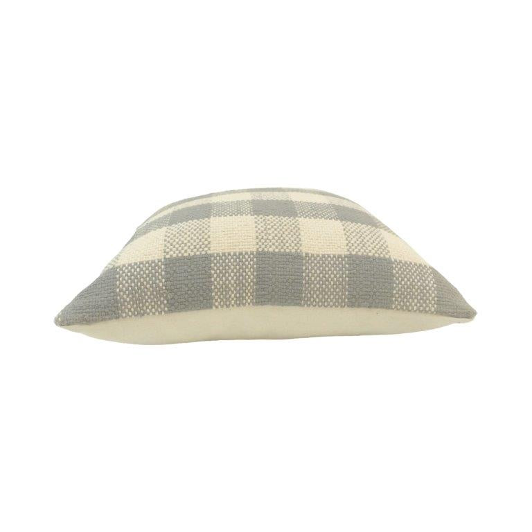 Handmade Grey Check Cotton Cushion Cover | Woven Buffalo Plaid Pillow Cover | 45x45 cm - Bulk manufacturer & supplier from Panipat, India