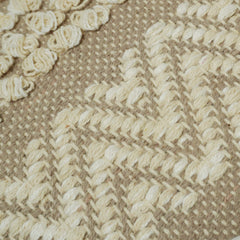 Handwoven Natural Beige & Ivory Textured Cushion Cover – Geometric Pattern – 45 x 45 cm