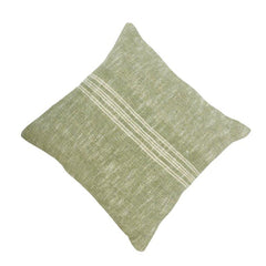 Handmade Olive Green Textured Cotton Cushion Cover with Center Stripe | 45 x 45 cm | Artisan Woven Decorative Pillow Cover