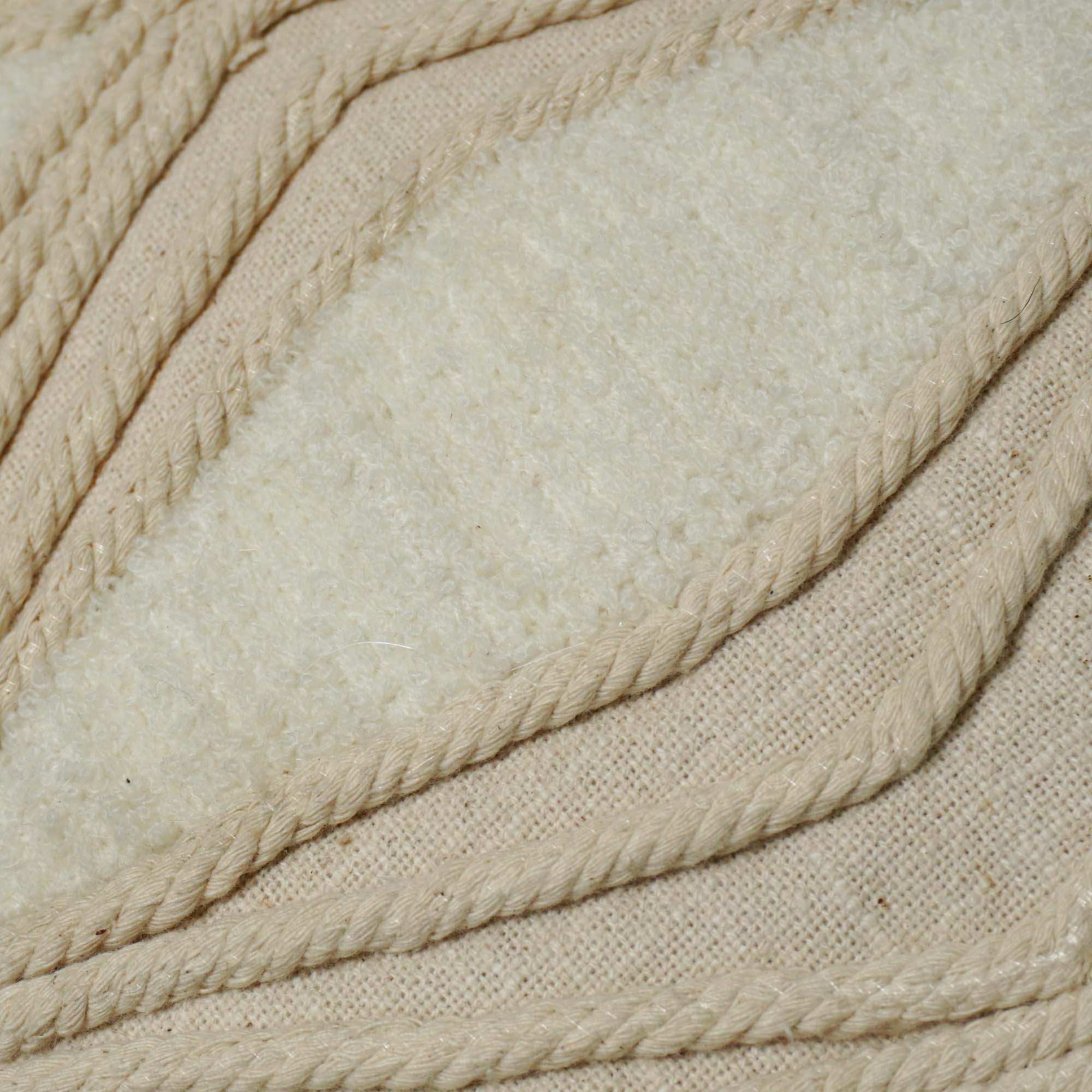 Handcrafted Tufted & Rope Cotton Cushion Cover 45x45 cm | Textured Boho Decorative Throw Pillow Cover | Ivory | Hidden Zip