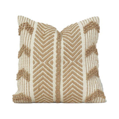 Handgewebter Jute-Baumwoll-Kissenbezug mit strukturiertem Chevron- und getuftetem Streifen-Design | Boho-neutraler Dekokissenbezug (45x45 cm)