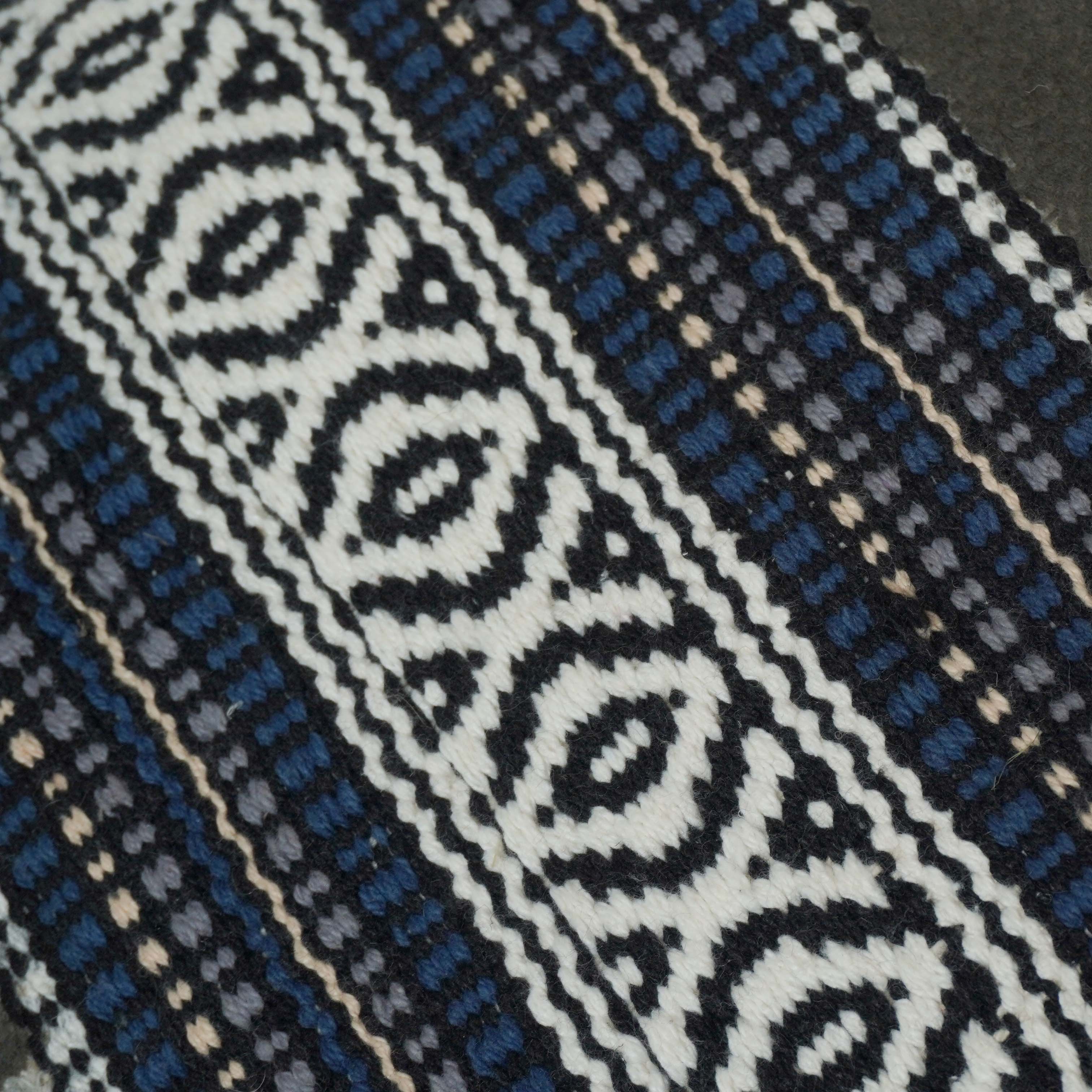 Handwoven Geometric Cotton Cushion Cover 45x45 cm – Blue, Ivory & Grey Textured Boho Accent Pillow Cover