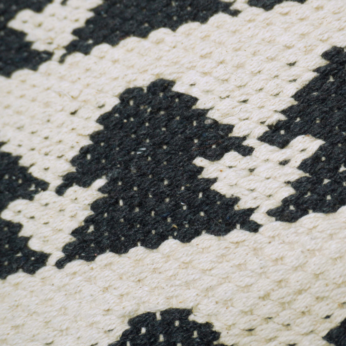 Handwoven Cotton Cushion Cover – Black & Cream Geometric Tribal Pattern | 45 x 45 cm