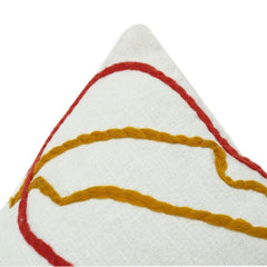 Housse de Coussin en Coton Brodé Lignes Abstraites – Design Artistique Multicolore (35 x 50 cm)