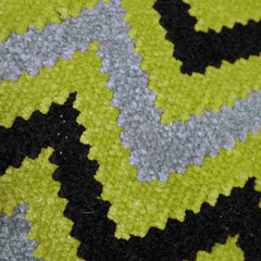 Handwoven Chevron Zigzag Cushion Cover – Lime Green, Grey & Black – 45 x 45 cm
