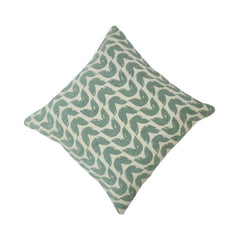 Jacquard Wave Pattern Cushion Cover – 45x45 cm | Textured Cotton Blend Decorative Pillow Cover | Sage Green & Ivory