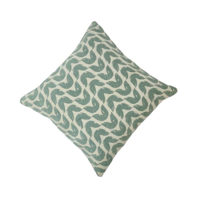 Jacquard Wave Pattern Cushion Cover – 45x45 cm | Textured Cotton Blend Decorative Pillow Cover | Sage Green & Ivory