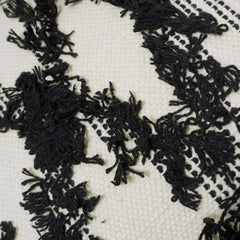 Black and cream geometric textured handwoven cushion cover with tassels 45x45 cm