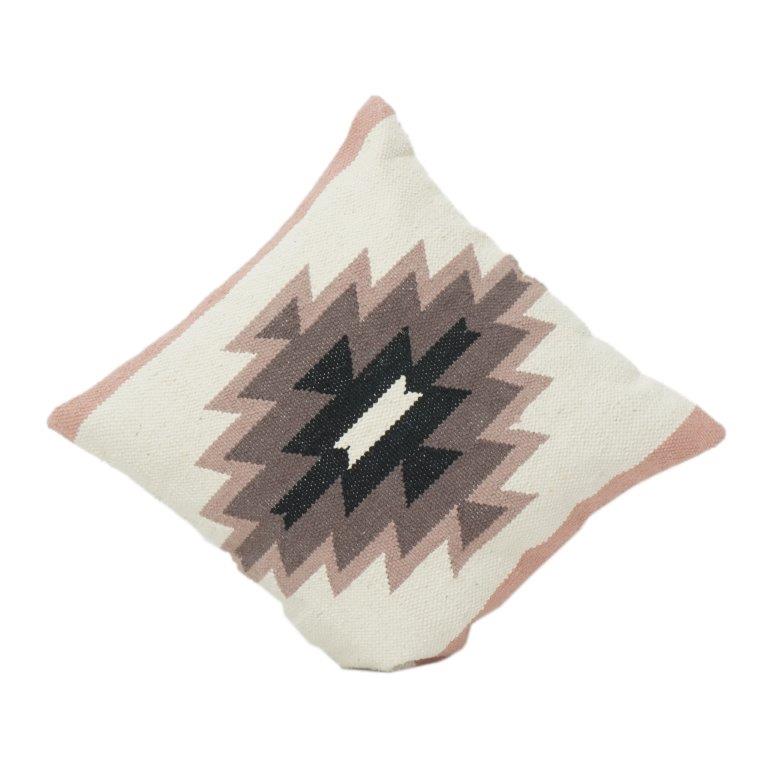 Handwoven Cotton Cushion Cover 45x45 cm | Geometric Tribal Pattern | Boho Modern Décor Pillow Case