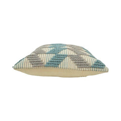 Handwoven Geometric Textured Cotton Cushion Cover – Blue & Grey | 45x45 cm