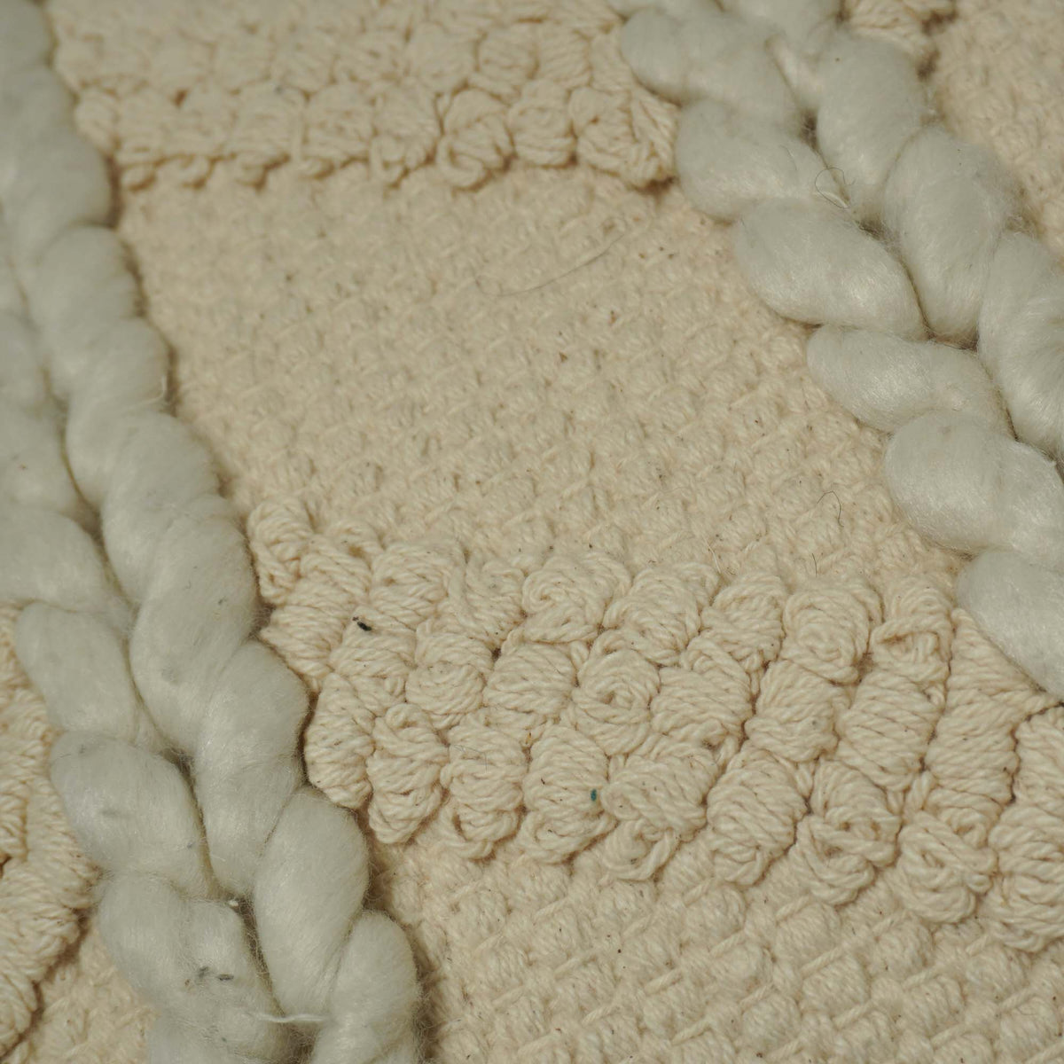 Handwoven Cotton Cushion Cover 45x45 cm | Textured Braided Boho Throw Pillow Cover | Handmade Decorative Cushion Cover with Concealed Zipper | Ivory
