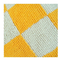 Ivory & Mustard Checkered Cotton Cushion Cover | Handwoven Textured 100% Cotton | Modern Geometric Design | 18x18 Inch