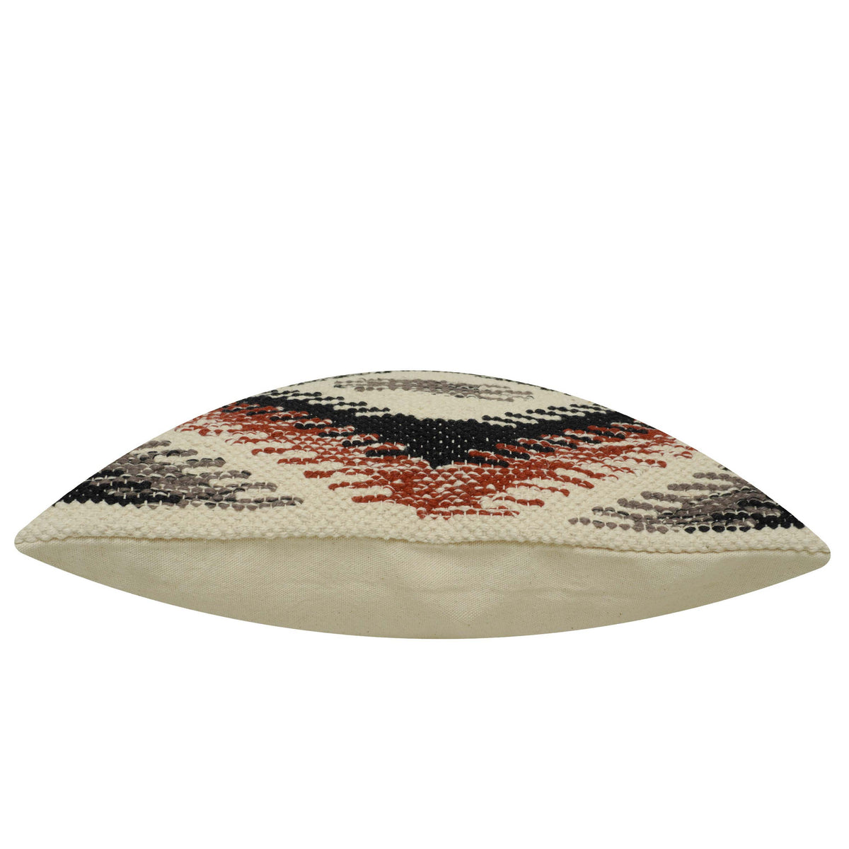Handwoven Geometric Tribal Cushion Cover – 45 x 45 cm | Rust, Black & Grey Cotton Accent Pillow Cover