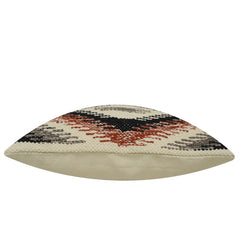 Handwoven Geometric Tribal Cushion Cover – 45 x 45 cm | Rust, Black & Grey Cotton Accent Pillow Cover
