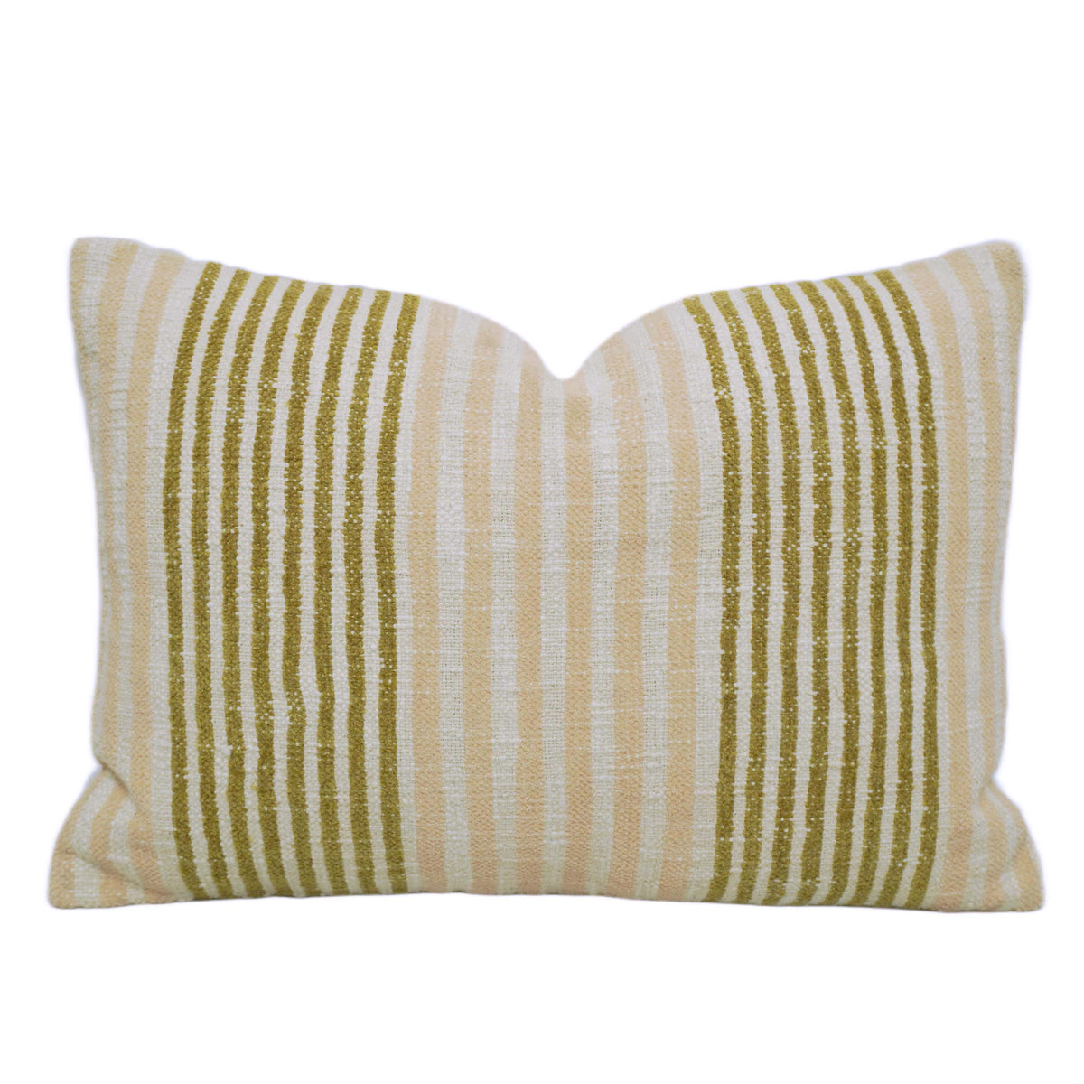 Handwoven Striped Cushion Cover 35 x 50 cm | Beige & Olive Green Decorative Cushion Cover