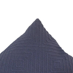 Handmade Geometric Cotton Cushion Cover 45x45 cm | Textured Navy Blue Throw Pillow Cover | Modern Boho Home Décor