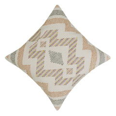 Multicolor geometric diamond embroidered cotton cushion cover 45x45 cm