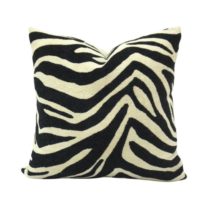 Zebra Pattern Jacquard Cushion Cover – Black & Ivory Cotton Blend Decorative Pillow Cover 45x45 cm