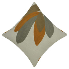 Embroidered Cotton Cushion Cover 45x45 cm | Modern Abstract Leaf Design | Decorative Throw Pillow Cover with Concealed Zipper | Handmade Home Décor