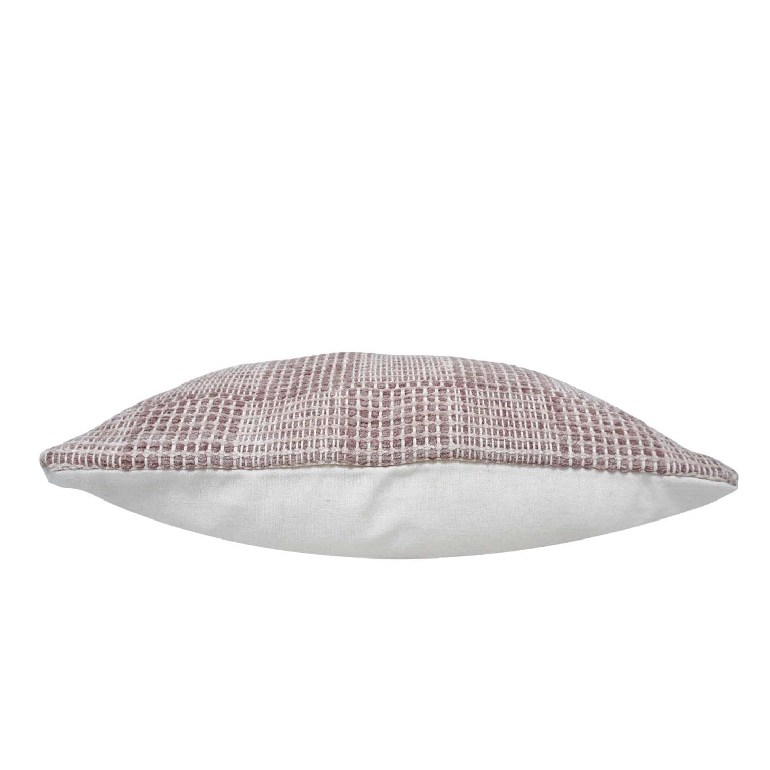 Handwoven Cotton Cushion Cover 45x45 cm | Textured Check Pattern Decorative Throw Pillow Cover | Soft Woven Cushion Cover with Concealed Zipper