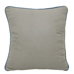 Minimalist Solid Cotton Cushion Cover with Blue Piping | 45 x 45 cm (18 x 18 Inch) | Soft Decorative Throw Pillow Cover with Concealed Zipper | Modern Home Décor
