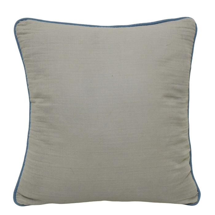 Minimalist Solid Cotton Cushion Cover with Blue Piping | 45 x 45 cm (18 x 18 Inch) | Soft Decorative Throw Pillow Cover with Concealed Zipper | Modern Home Décor