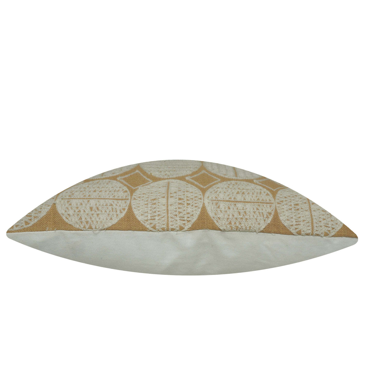 Embroidered Cotton Cushion Cover 45x45 cm | Geometric Circle Pattern Decorative Throw Pillow Cover | Beige & Ivory | Hidden Zipper | Sofa, Bed & Living Room Décor