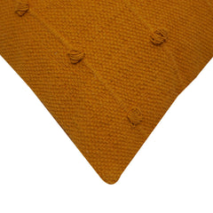 Handwoven Cotton Cushion Cover 45x45 cm – Mustard Textured Knot Design | Decorative Throw Pillow Cover with Concealed Zip | Modern Boho Home Décor