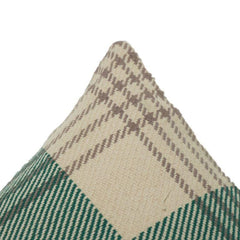 Handgemachter Kissenbezug aus Baumwolle kariert 45x45 cm | Grün & Beige Kariert Zierkissen | Rustikale Moderne Heimdekoration