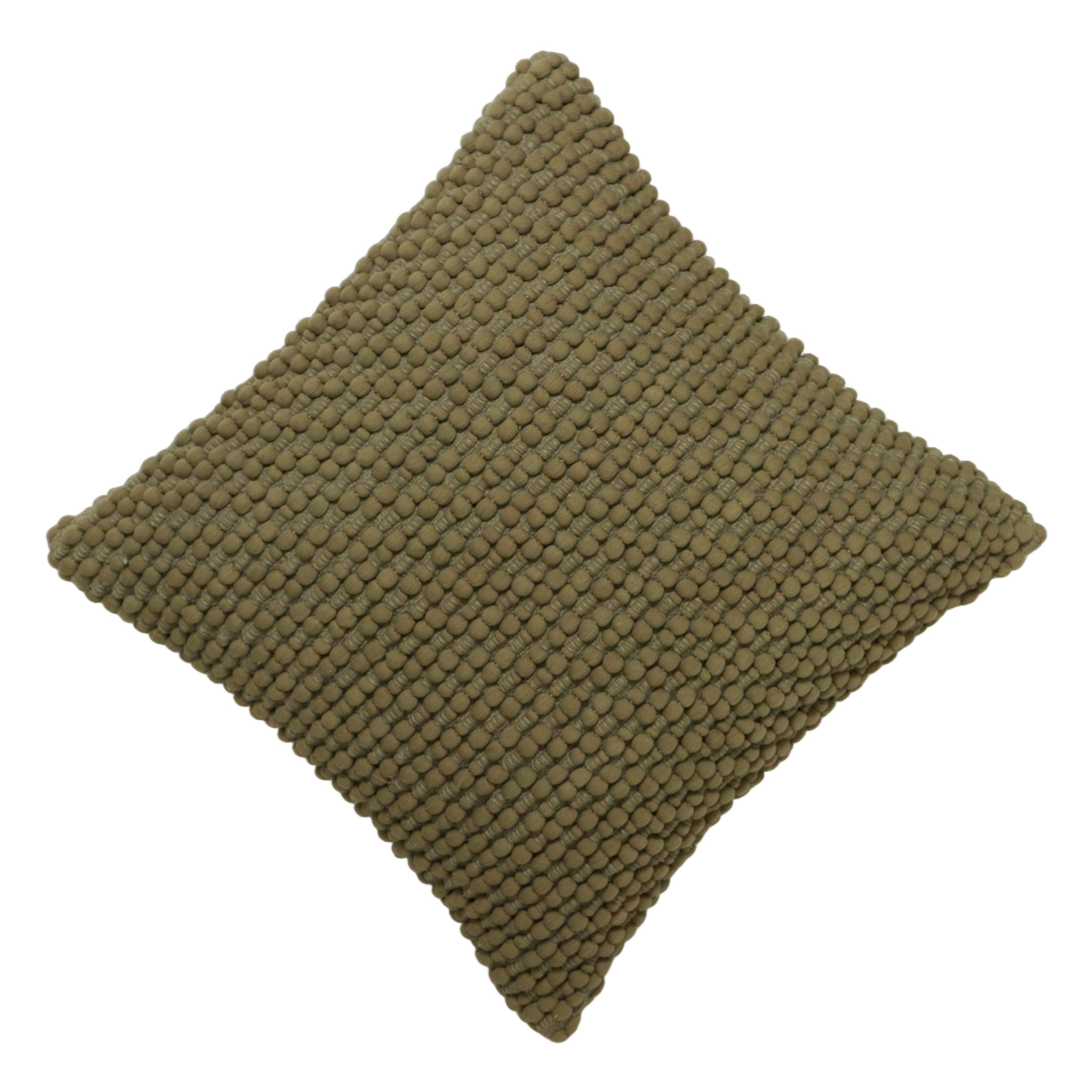 Handwoven Polyester Bobble Textured Cushion Cover 45x45 cm | Modern Decorative Throw Pillow Cover with Concealed Zipper | Olive Green