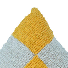 Ivory & Mustard Checkered Cotton Cushion Cover | Handwoven Textured 100% Cotton | Modern Geometric Design | 18x18 Inch