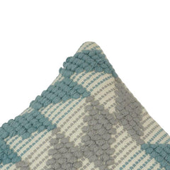 Handwoven Geometric Textured Cotton Cushion Cover – Blue & Grey | 45x45 cm