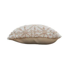 Tufted Cotton Cushion Cover 45x45 cm | Geometric Boho Throw Pillow Cover | Cream & Beige Textured Cushion