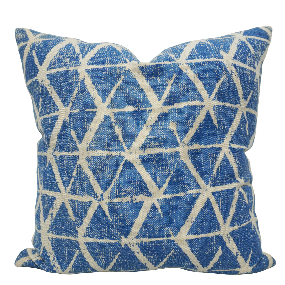 Modern Geometric Printed Cotton Cushion Cover 45x45 cm | Blue & Ivory Abstract Pattern | Decorative Throw Pillow Cover with Hidden Zipper