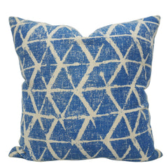 Modern Geometric Printed Cotton Cushion Cover 45x45 cm | Blue & Ivory Abstract Pattern | Decorative Throw Pillow Cover with Hidden Zipper