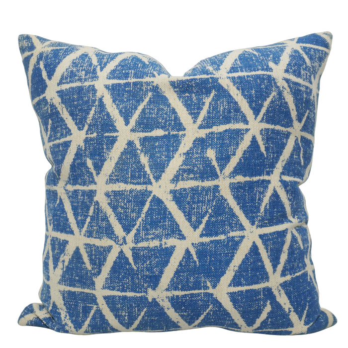 Modern Geometric Printed Cotton Cushion Cover 45x45 cm | Blue & Ivory Abstract Pattern | Decorative Throw Pillow Cover with Hidden Zipper