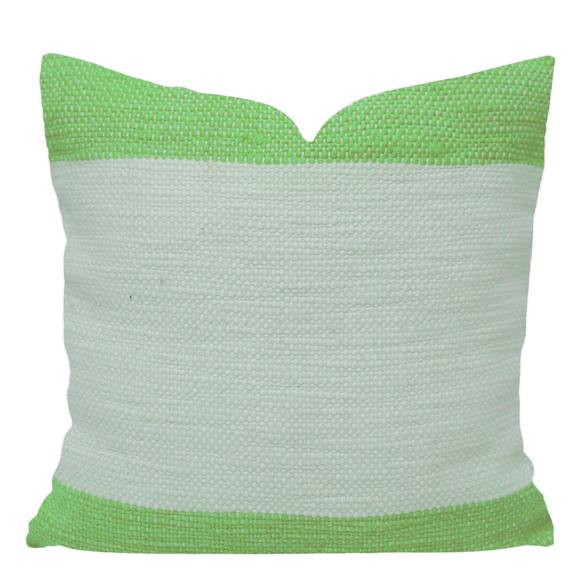 Handwoven Green & Ivory Textured Cushion Cover – 45 x 45 cm