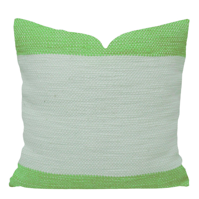 Handwoven Green & Ivory Textured Cushion Cover – 45 x 45 cm