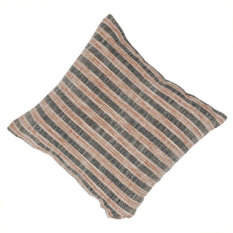 Handwoven Striped Cotton Cushion Cover | Textured Boho Neutral Pillow Case | 18x18 Inch Decorative Throw Cushion