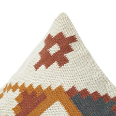 Geometrischer Tribal bestickter Baumwoll-Kissenbezug | Boho Azteken Muster | Handgemachter Dekokissenbezug 45x45 cm