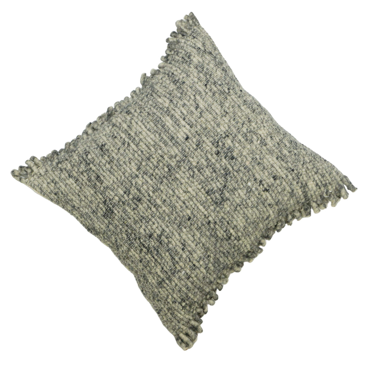 Handwoven Textured Wool Cushion Cover 45x45 cm | Grey Melange Woven Throw Pillow Cover | Modern Rustic & Scandinavian Home Décor | Hidden Zip | 18x18 Inch