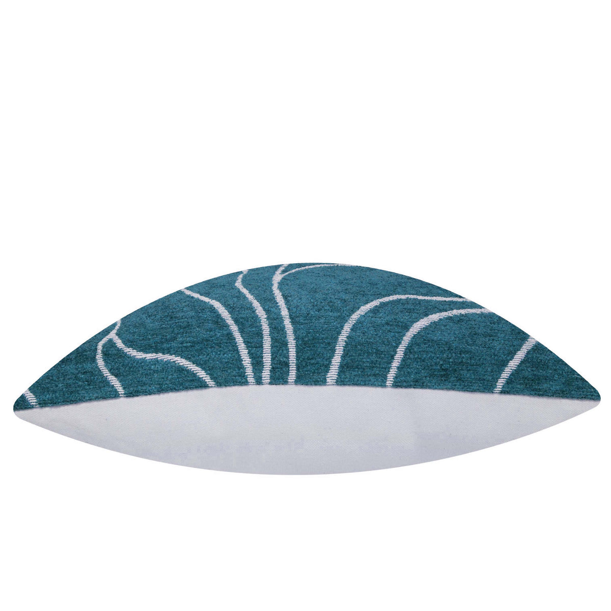 Teal Blue Jacquard Cushion Cover with Abstract Wave Pattern – 45 x 45 cm