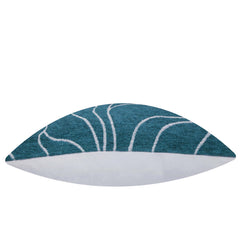 Teal Blue Jacquard Cushion Cover with Abstract Wave Pattern – 45 x 45 cm