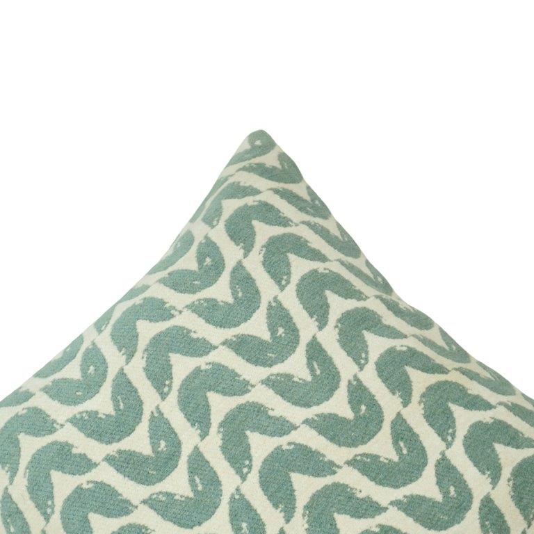 Jacquard Wave Pattern Cushion Cover – 45x45 cm | Textured Cotton Blend Decorative Pillow Cover | Sage Green & Ivory