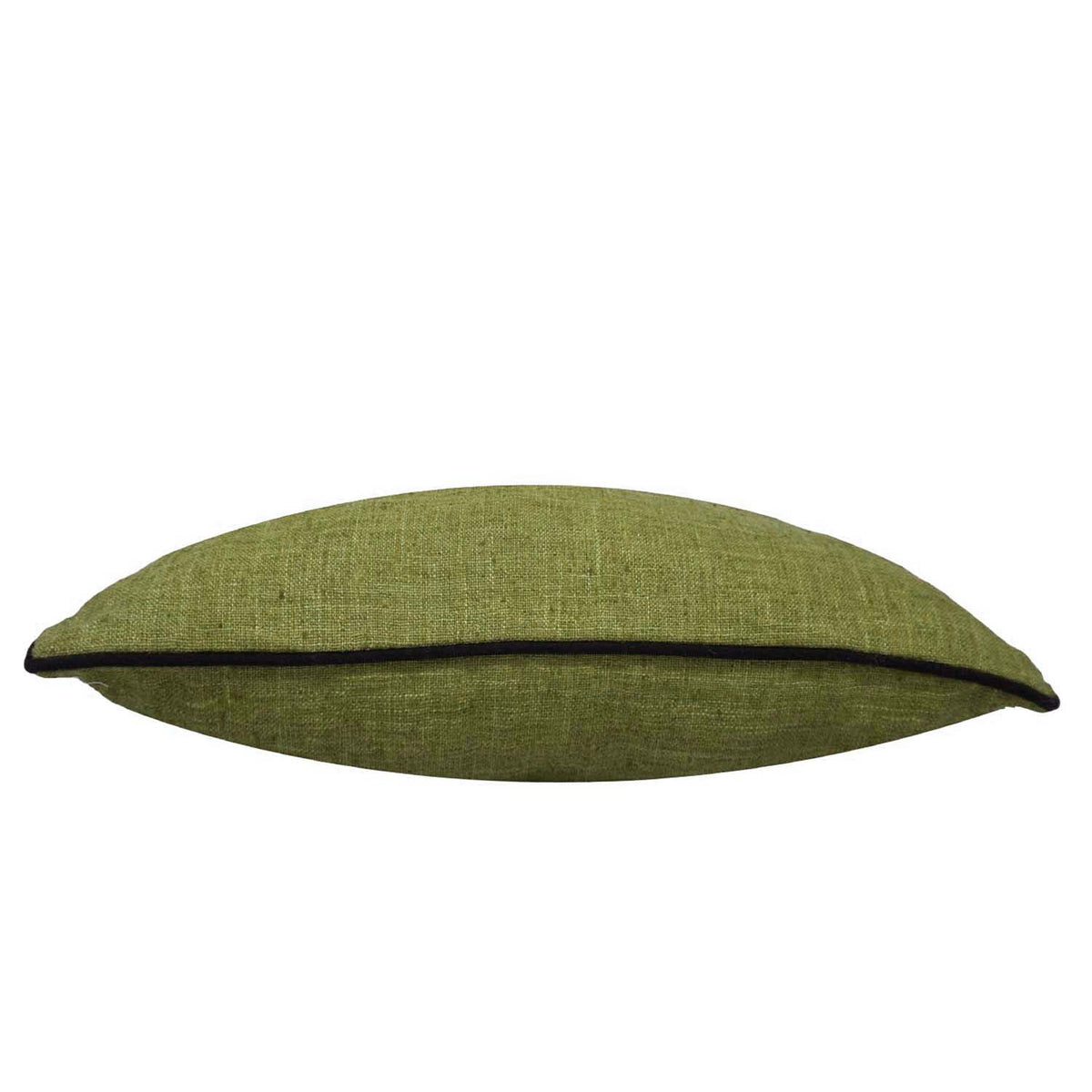 Olive Green Cotton Cushion Cover with Black Piping | 45 x 45 cm (18 x 18 Inch) | Minimalist Decorative Throw Pillow Cover with Hidden Zipper