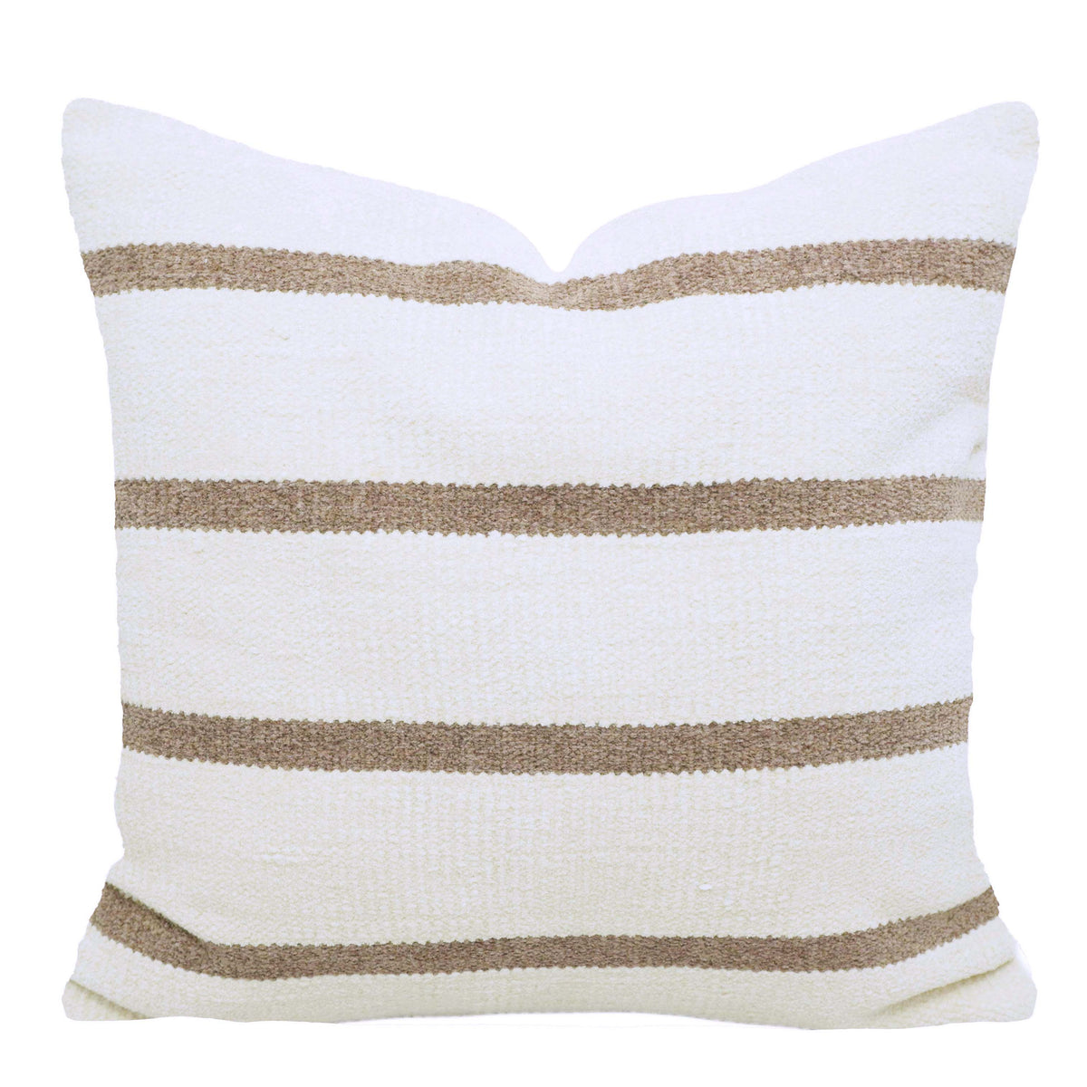 Handwoven Beige Striped Cushion Cover 45x45 cm – Cream & Natural Textured Cushion