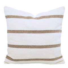 Handwoven Beige Striped Cushion Cover 45x45 cm – Cream & Natural Textured Cushion
