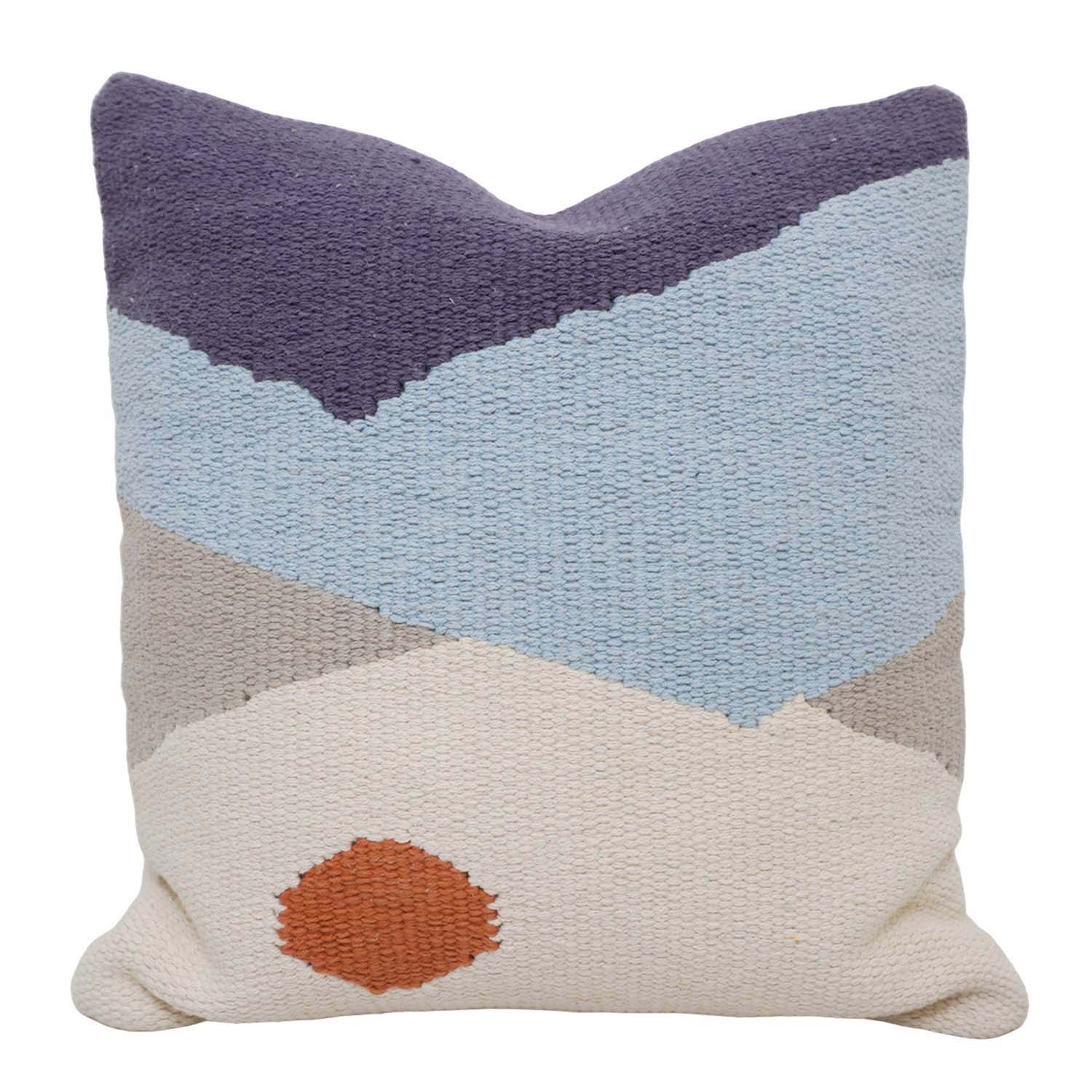 Handwoven Cotton Cushion Cover 45x45 cm | Modern Abstract Geometric Woven Throw Pillow Cover | Soft Decorative Cushion Cover with Concealed Zip