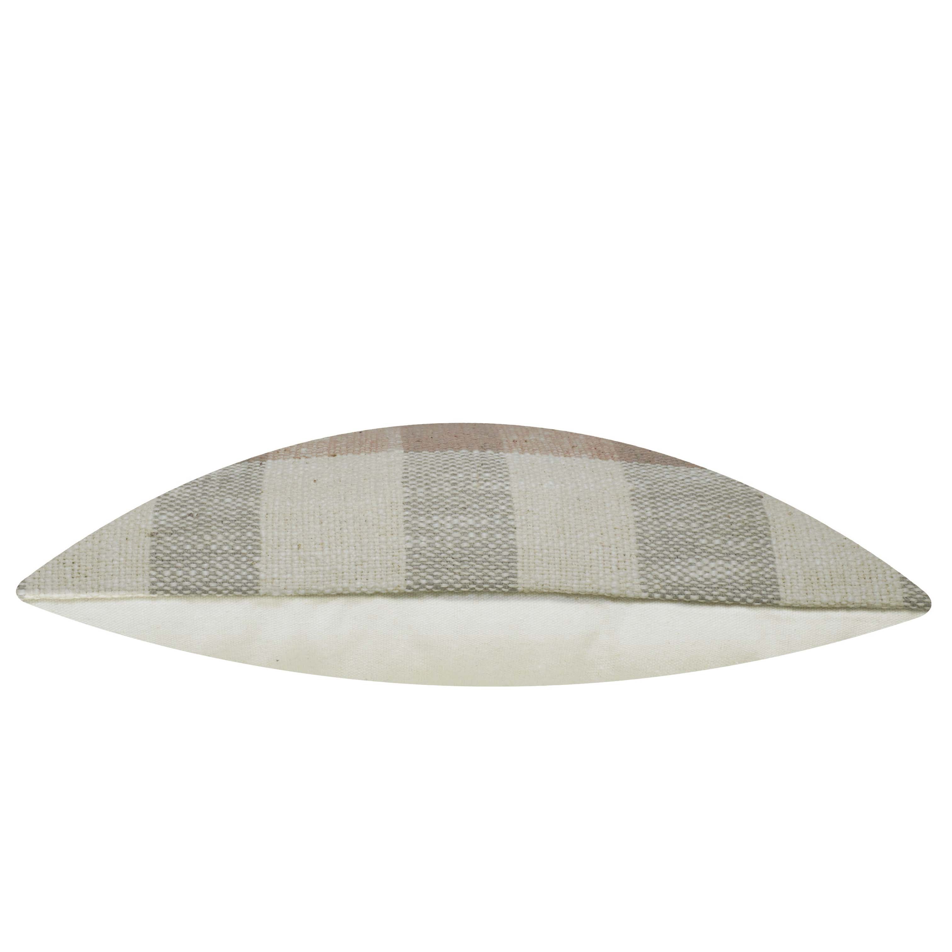 Handwoven Checkered Cushion Cover – Beige & Taupe Textured Cushion, 35 x 50 cm
